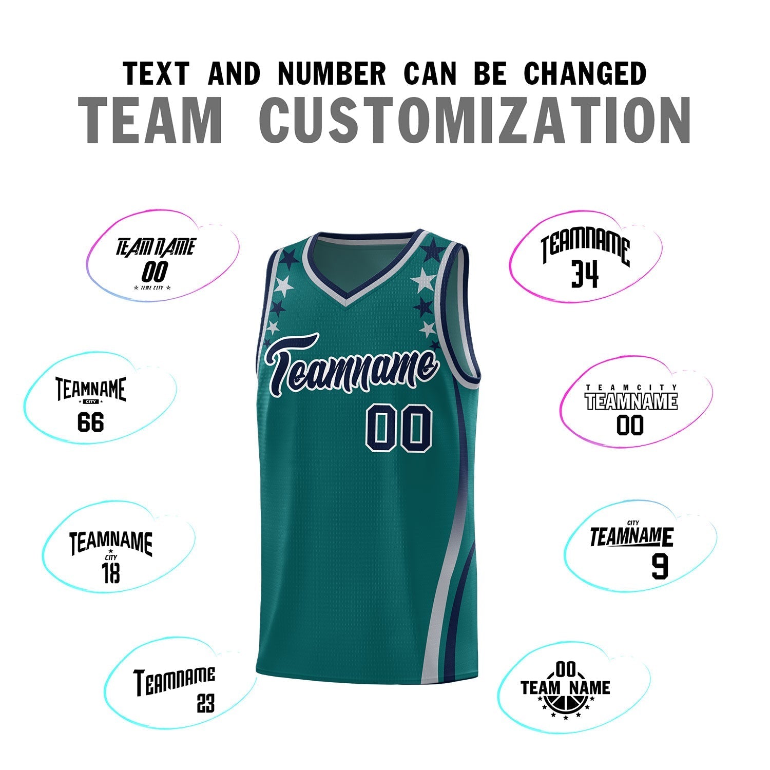 Custom Aqua Shoulders Star Pattern Side Color Block Sports Uniform Basketball Jersey