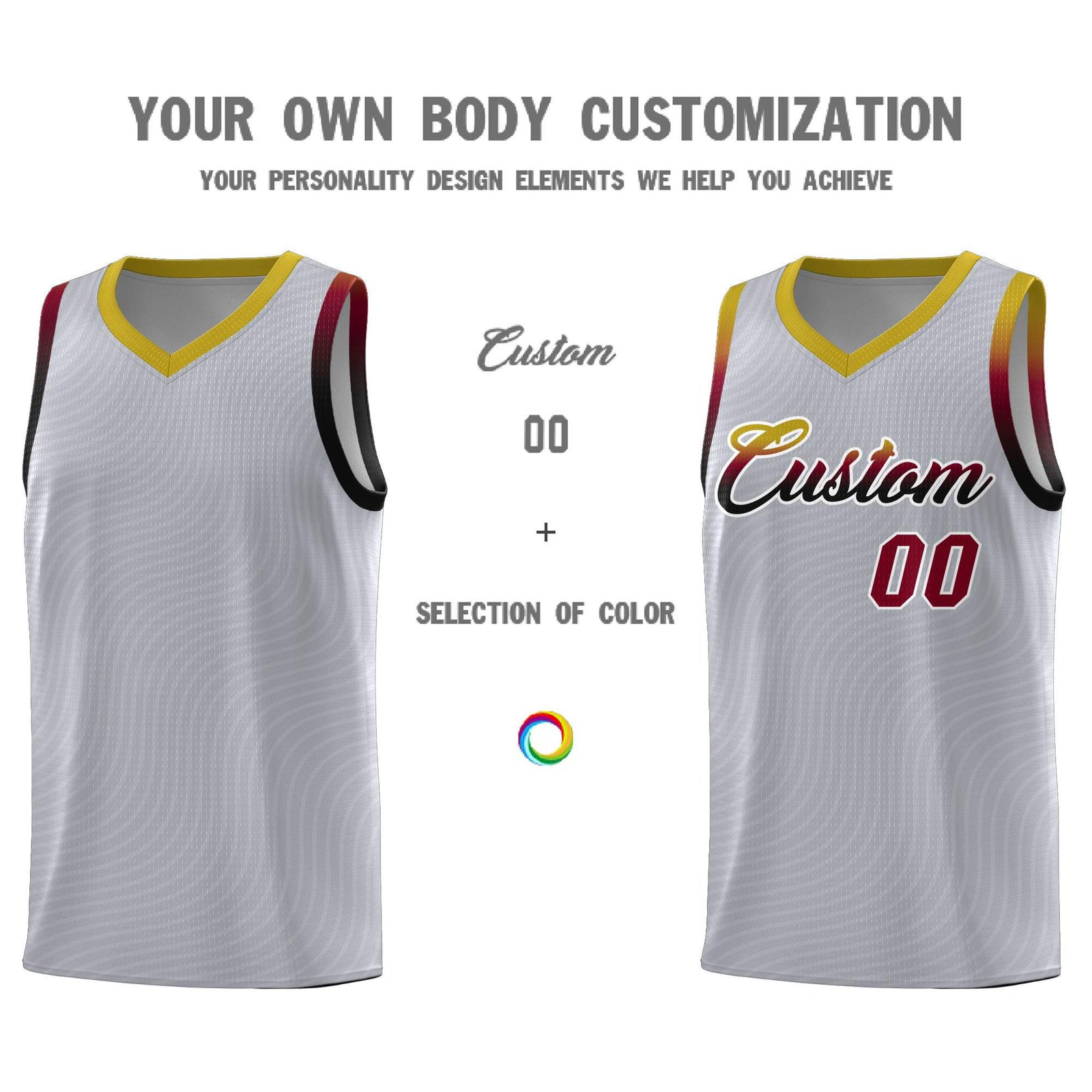 Custom Gray Old Gold Wave Pattern Sports Uniform Basketball Jersey