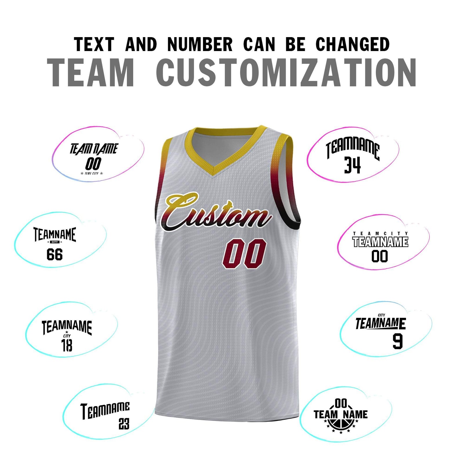 Custom Gray Old Gold Wave Pattern Sports Uniform Basketball Jersey
