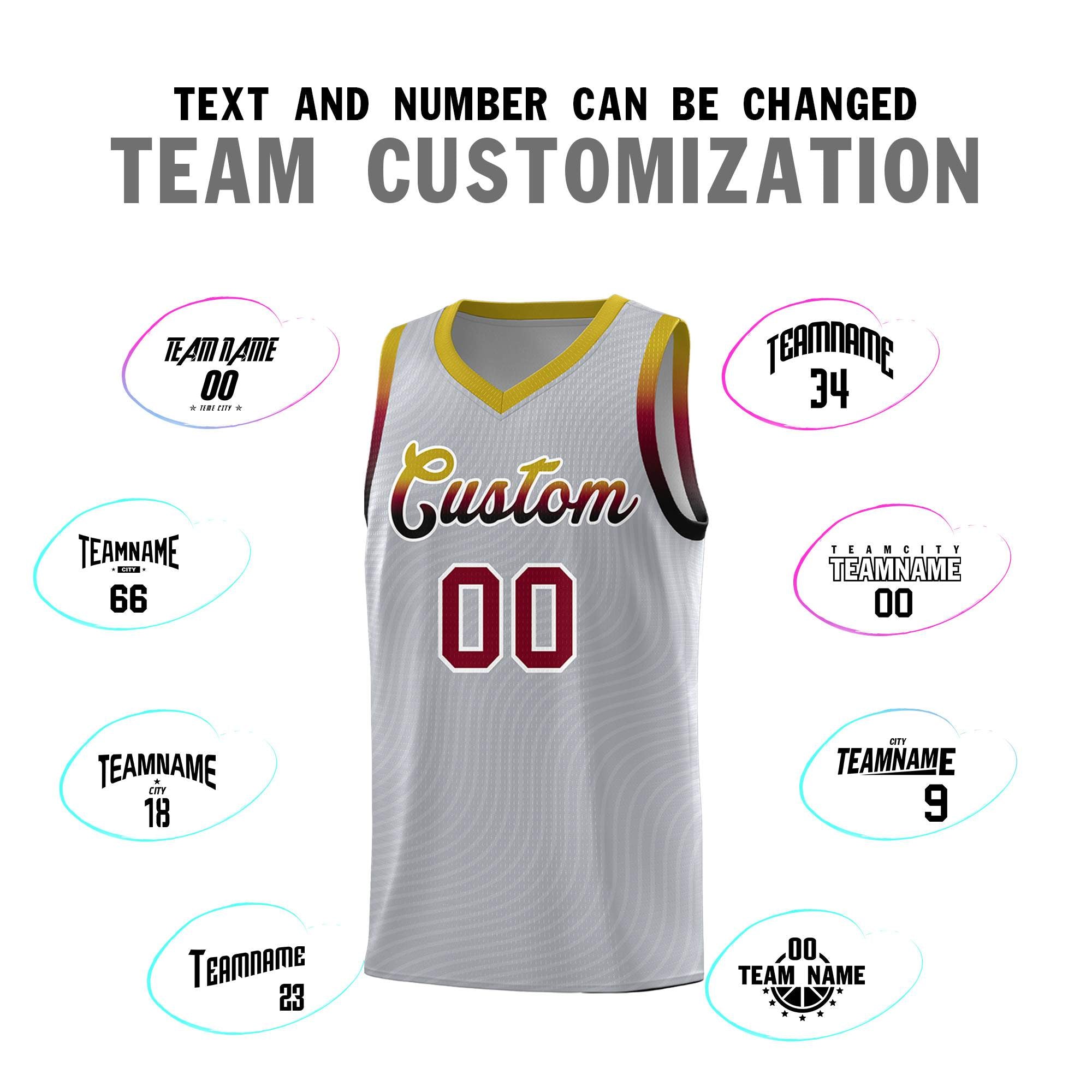 Custom Gray Old Gold Wave Pattern Sports Uniform Basketball Jersey