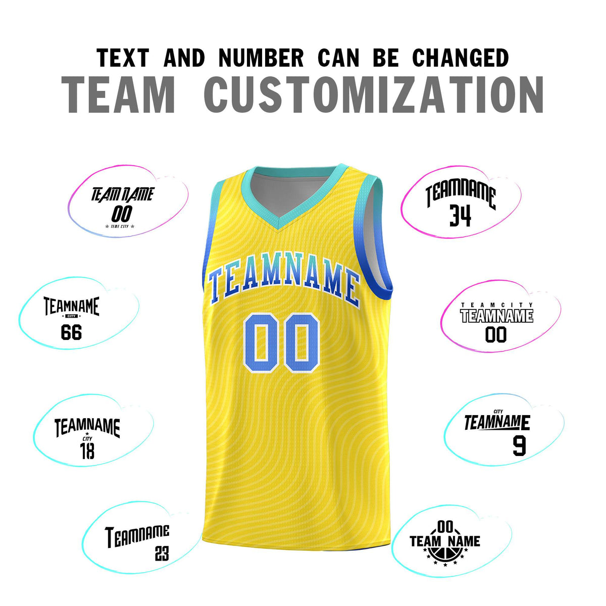 Custom Gold Bright Green Wave Pattern Sports Uniform Basketball Jersey