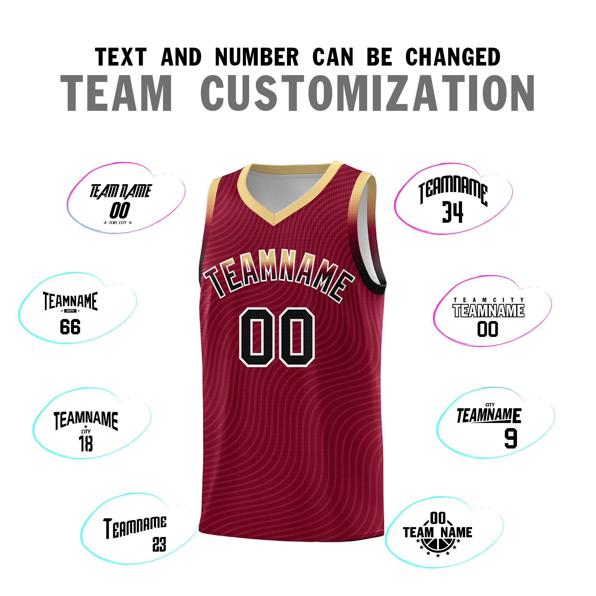 Custom Crimson Khaki Wave Pattern Sports Uniform Basketball Jersey
