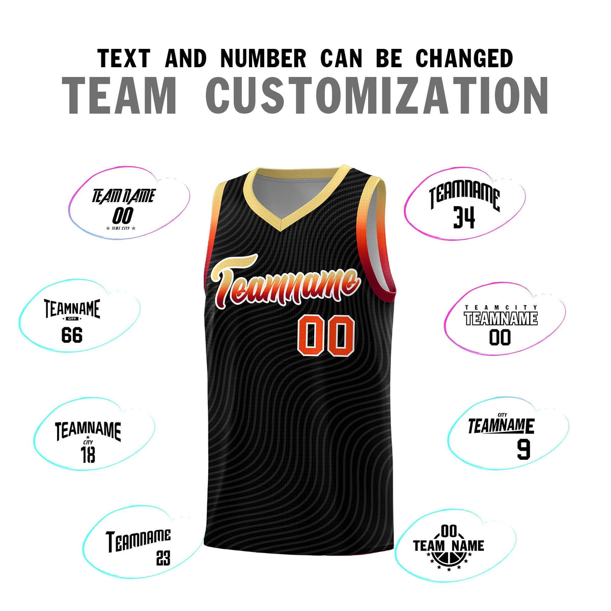 Custom Black Khaki Wave Pattern Sports Uniform Basketball Jersey