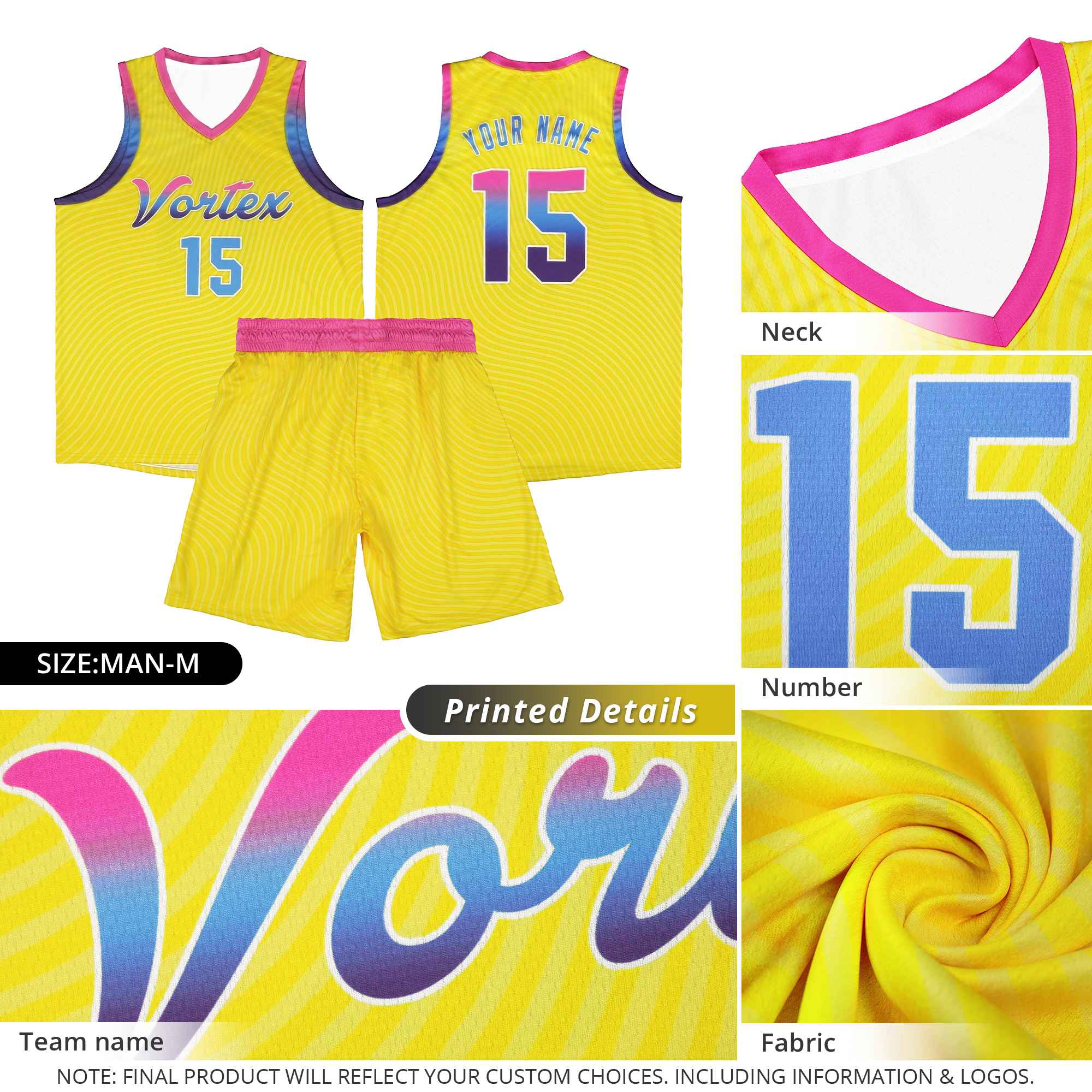 Custom Aqua Gold Wave Pattern Sports Uniform Basketball Jersey