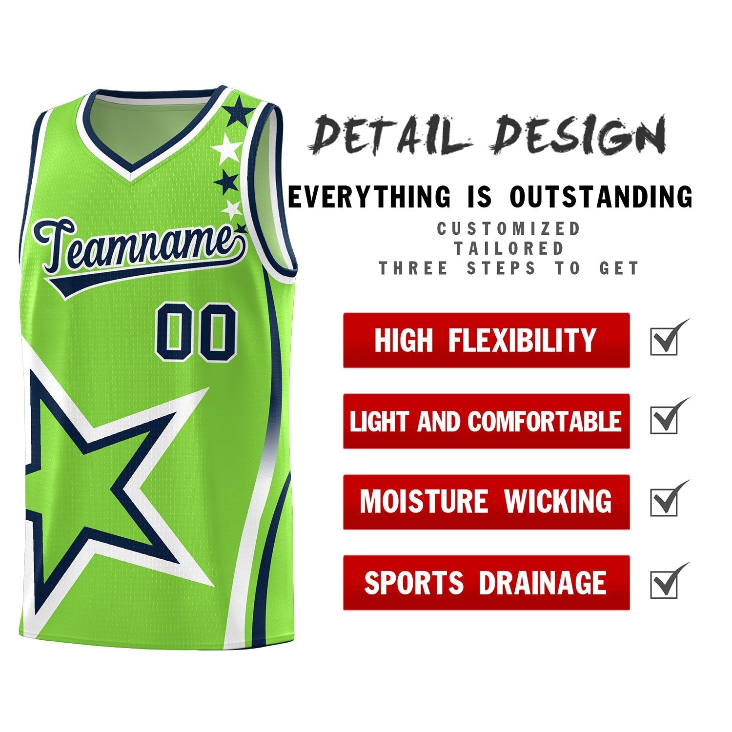 Custom Neon Green Shoulder Stars Graffiti Pattern Sets Basketball Jersey