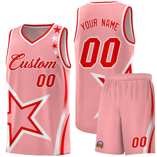Custom Light Pink Shoulder Stars Graffiti Pattern Sets Basketball Jersey - Style 1