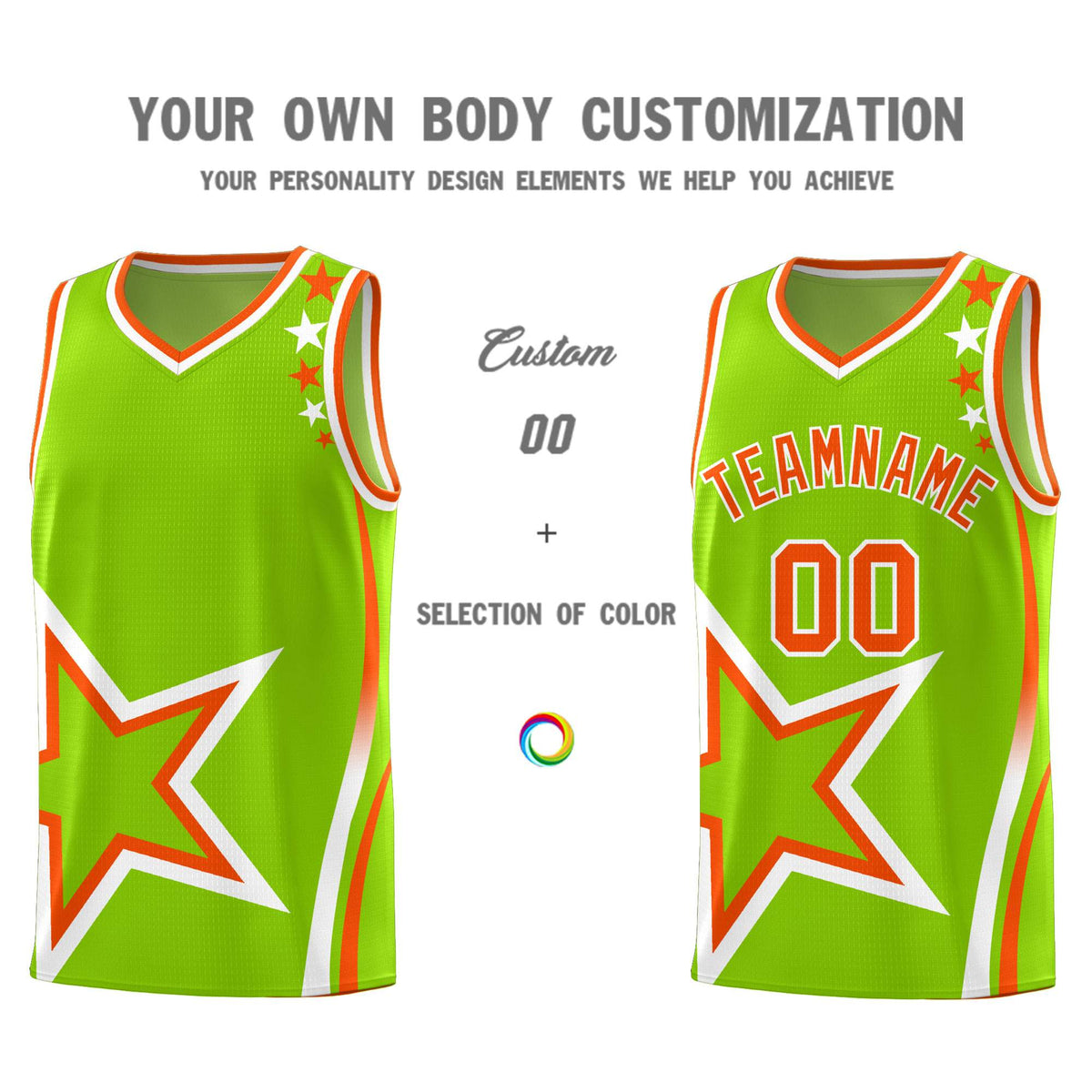 Custom Neon Green Shoulder Stars Graffiti Pattern Sets Basketball Jersey