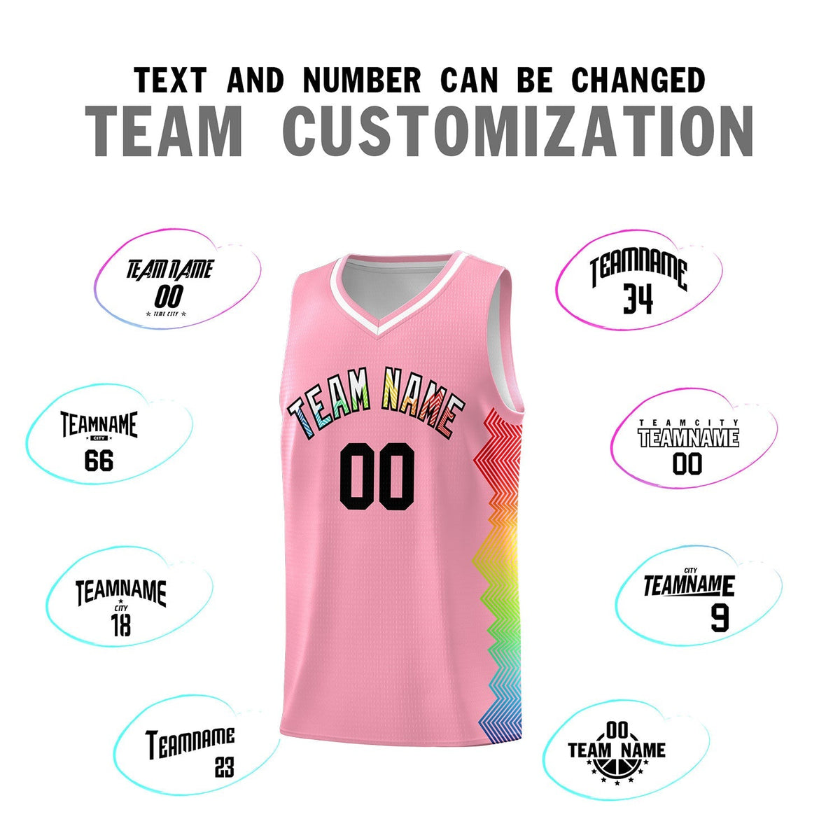 Custom Light Pink Denver Nuggets Rainbow Side Sports Uniform Basketball Jersey