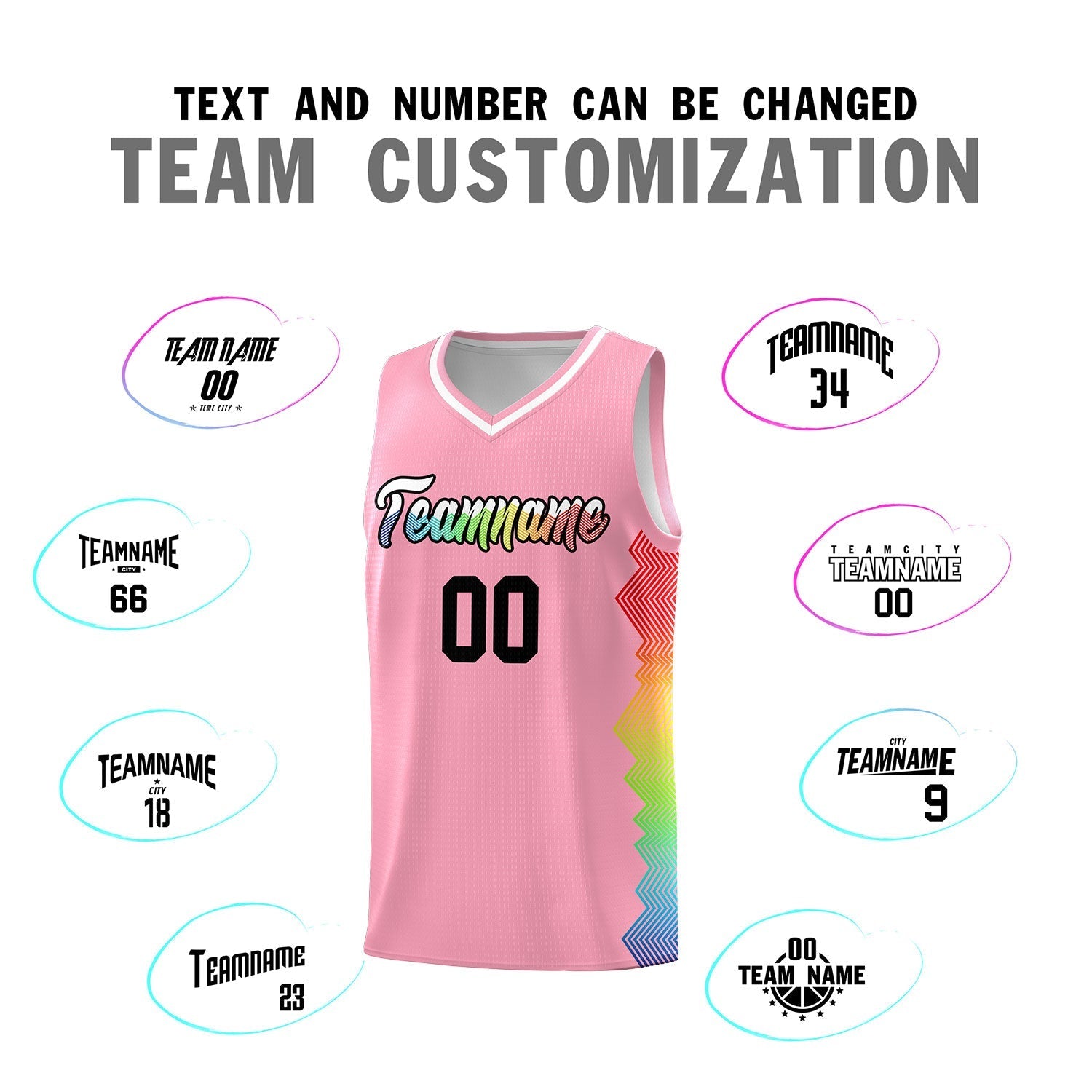 Custom Light Pink Denver Nuggets Rainbow Side Sports Uniform Basketball Jersey