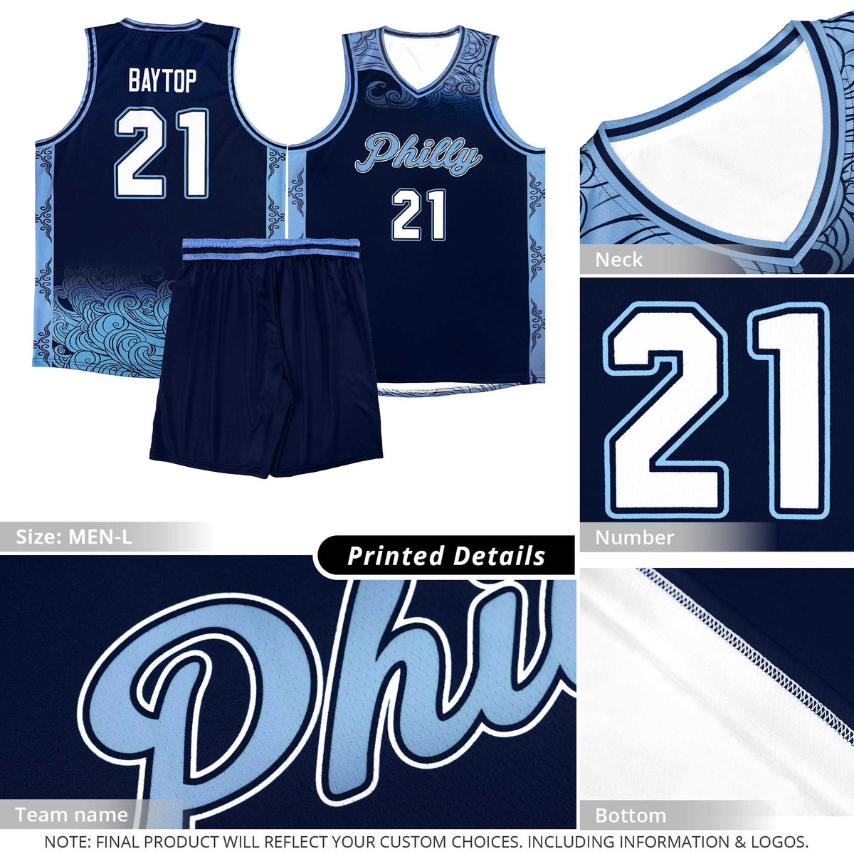 Custom Royal Personalized Cloud Pattern Sports Sets Uniform Basketball Jersey