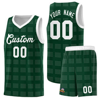 Custom Hunter Green White Trailblazer Dot Pattern Sports Uniform Basketball Jersey - Style 1