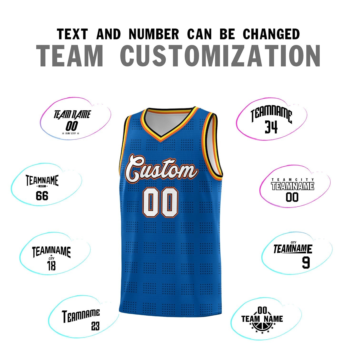 Custom Royal Black Trailblazer Dot Pattern Sports Uniform Basketball Jersey