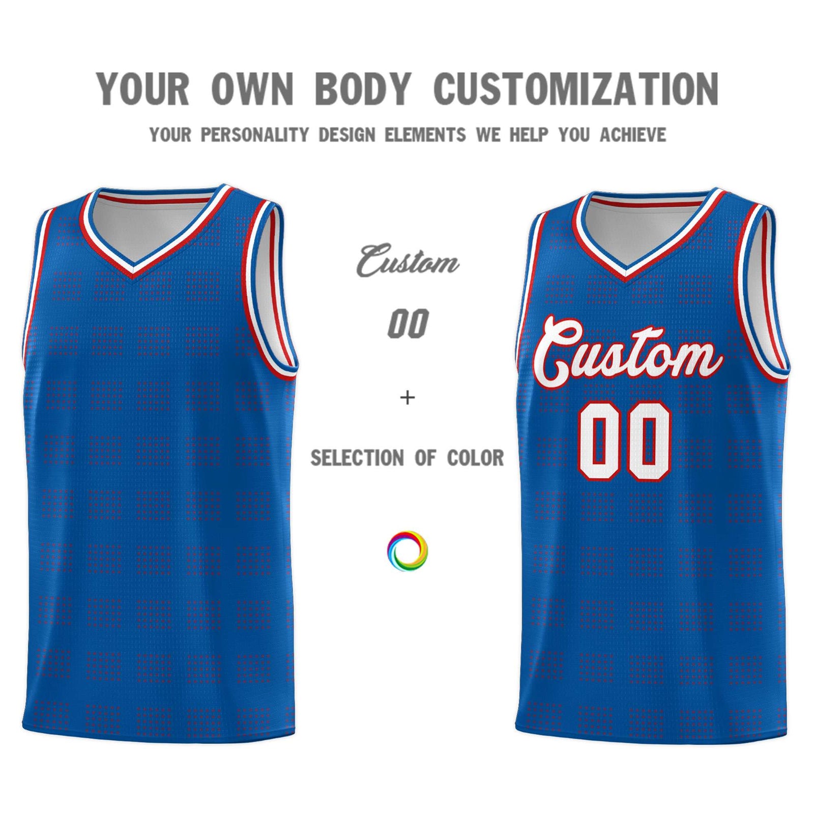 Custom Royal Red Trailblazer Dot Pattern Sports Uniform Basketball Jersey