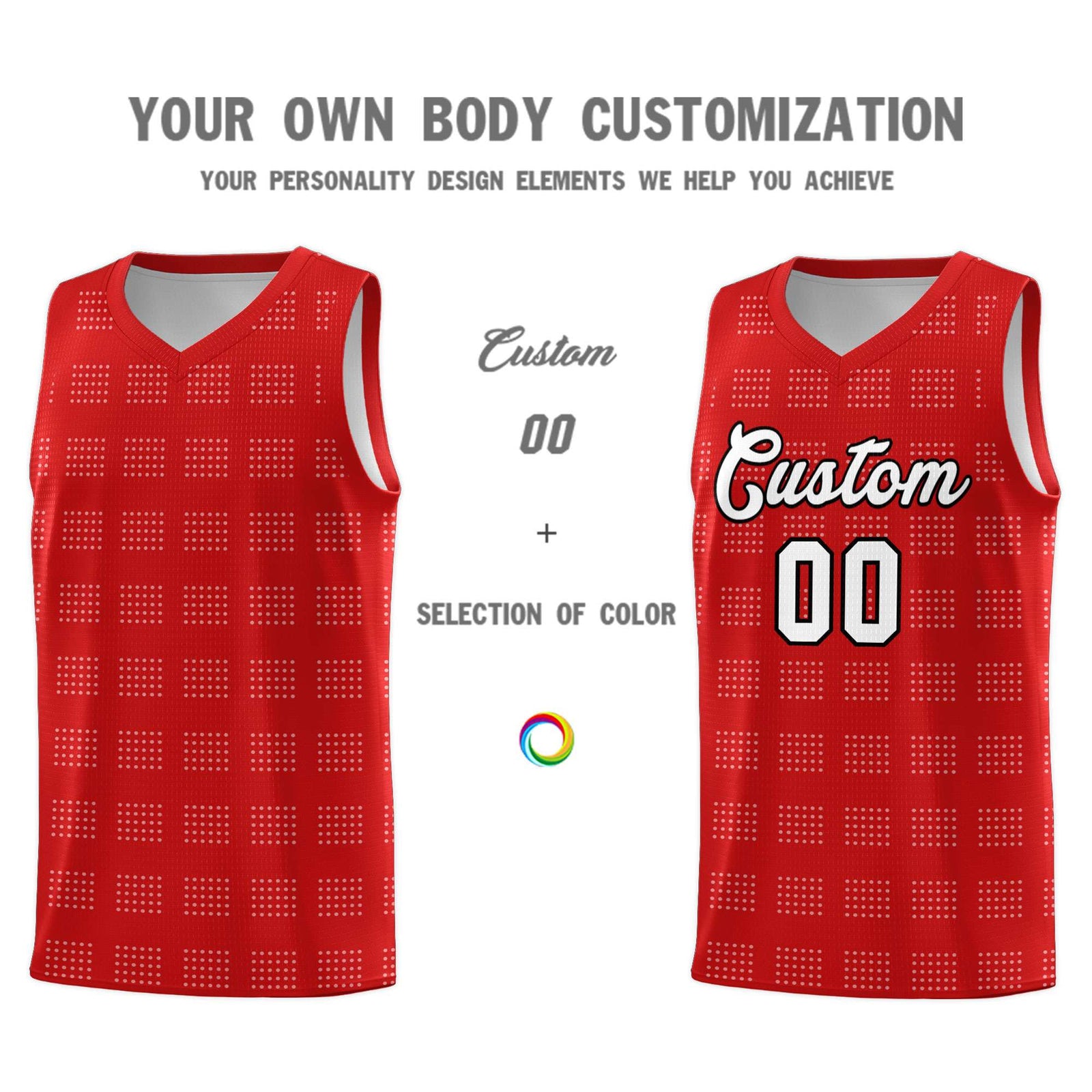 Custom Red White Trailblazer Dot Pattern Sports Uniform Basketball Jersey