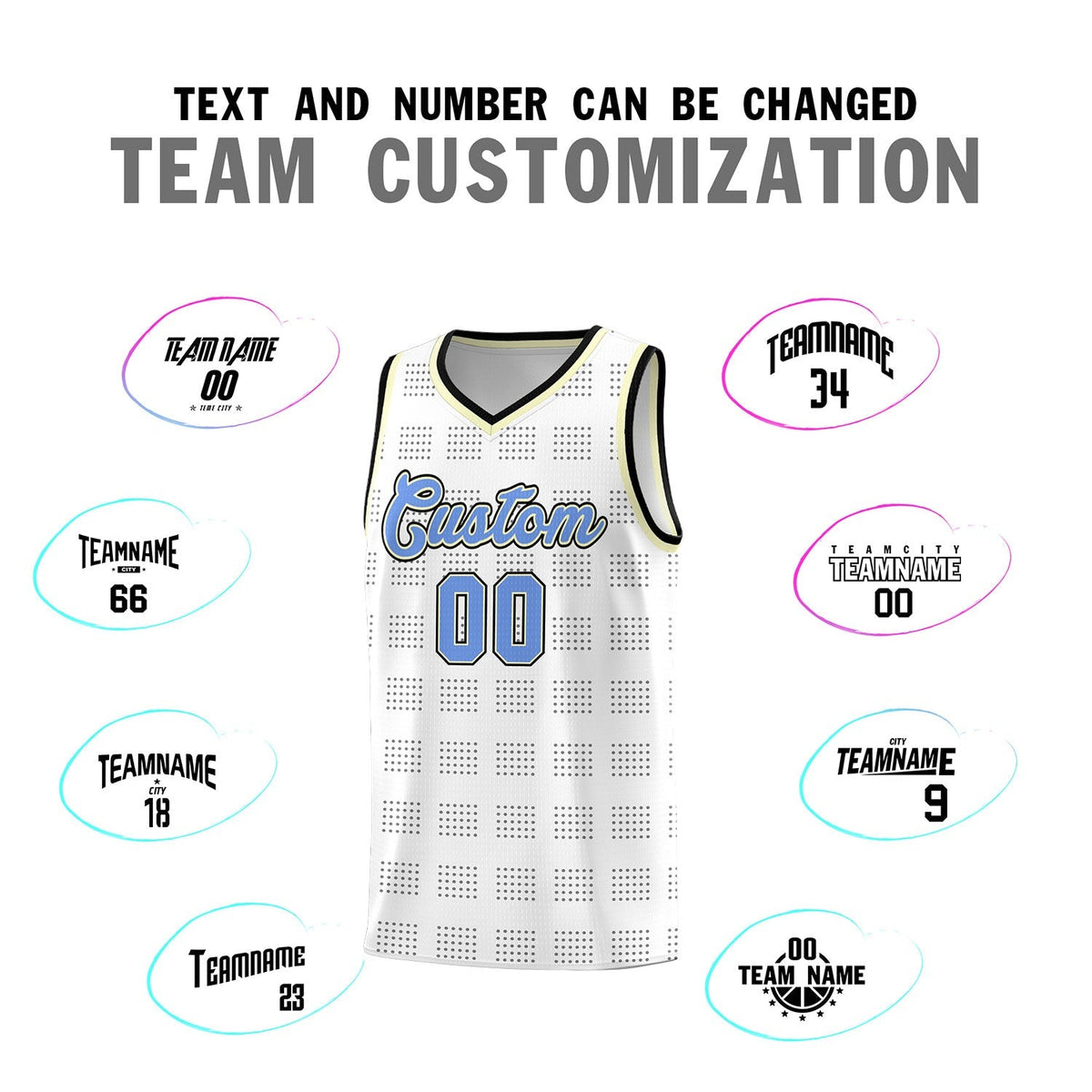 Custom White Black Trailblazer Dot Pattern Sports Uniform Basketball Jersey