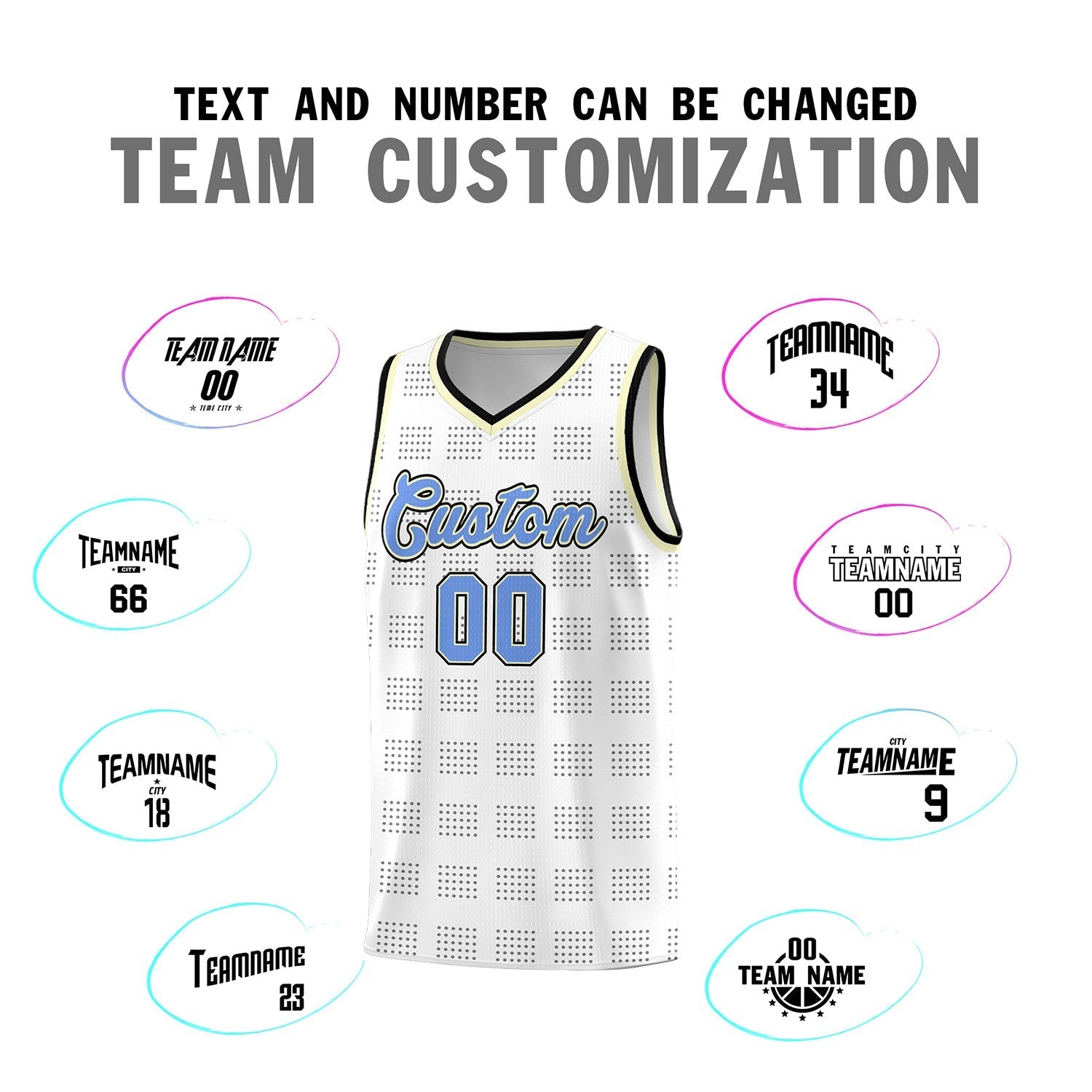 Custom White Black Trailblazer Dot Pattern Sports Uniform Basketball Jersey