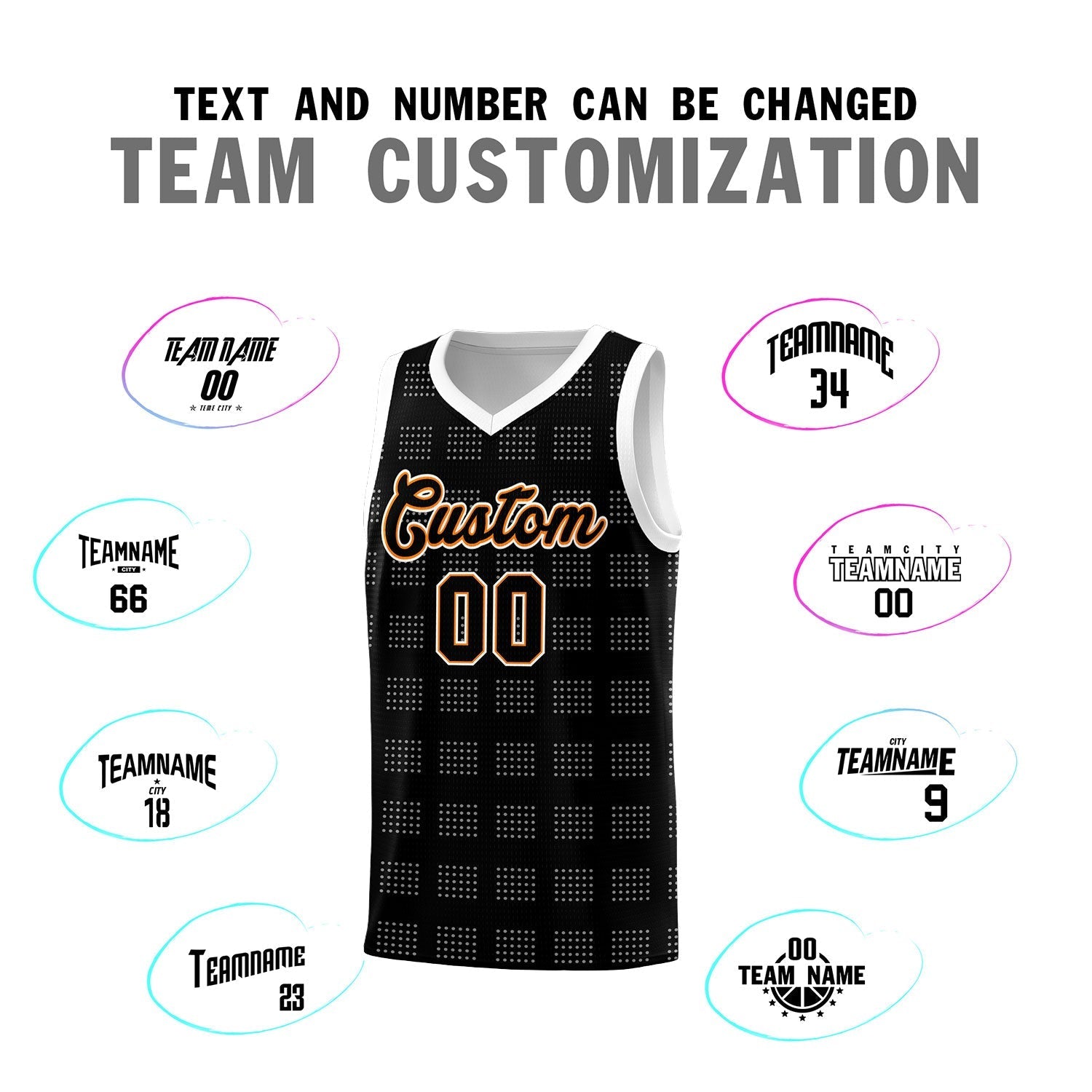 Custom Black White Trailblazer Dot Pattern Sports Uniform Basketball Jersey