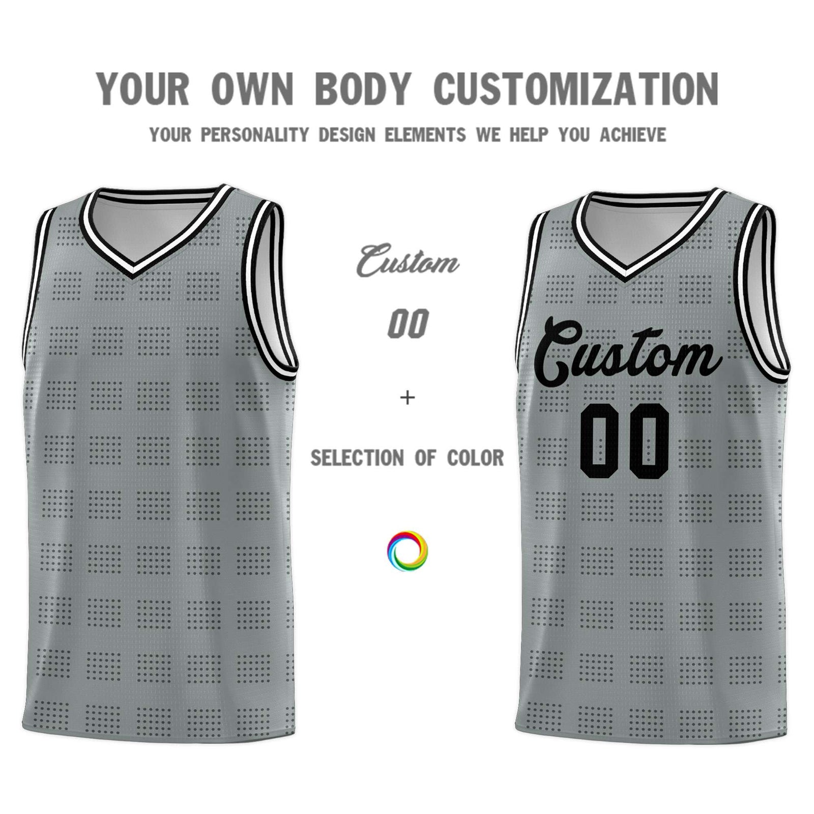 Custom Dark Gray Black Trailblazer Dot Pattern Sports Uniform Basketball Jersey