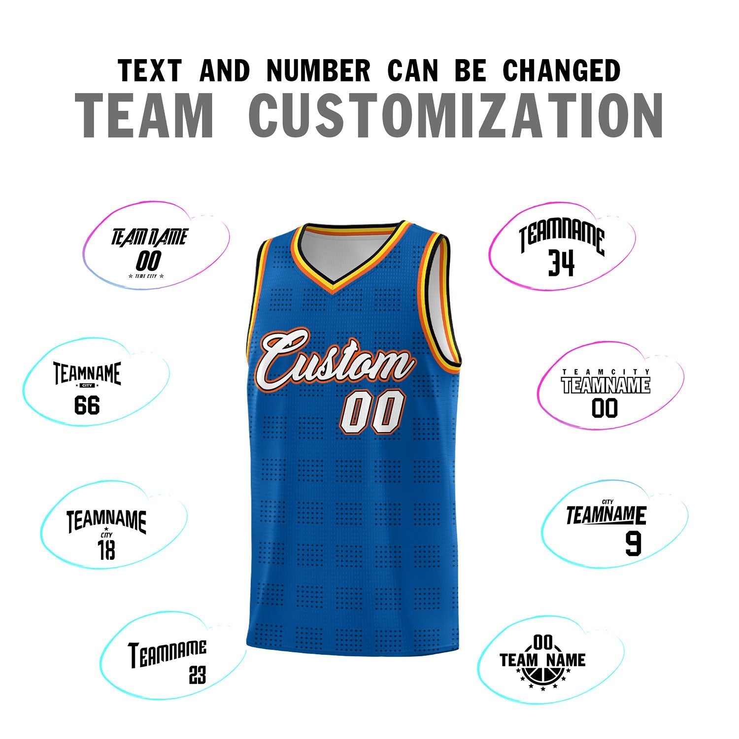 Custom Royal Black Trailblazer Dot Pattern Sports Uniform Basketball Jersey