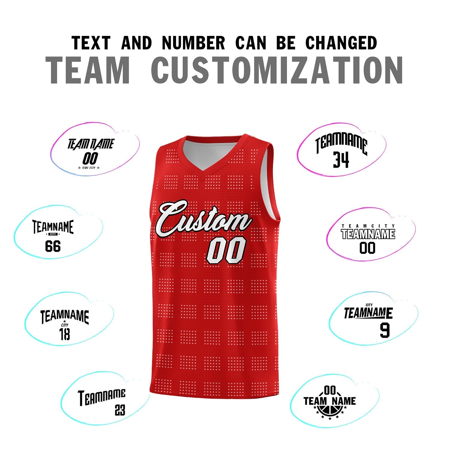 Custom Red White Trailblazer Dot Pattern Sports Uniform Basketball Jersey