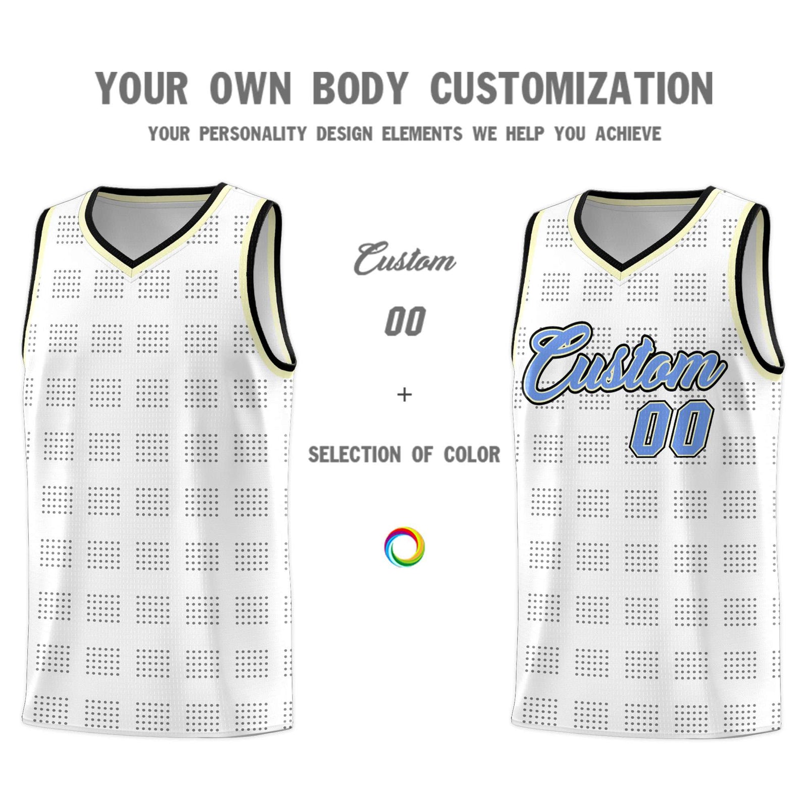 Custom White Black Trailblazer Dot Pattern Sports Uniform Basketball Jersey