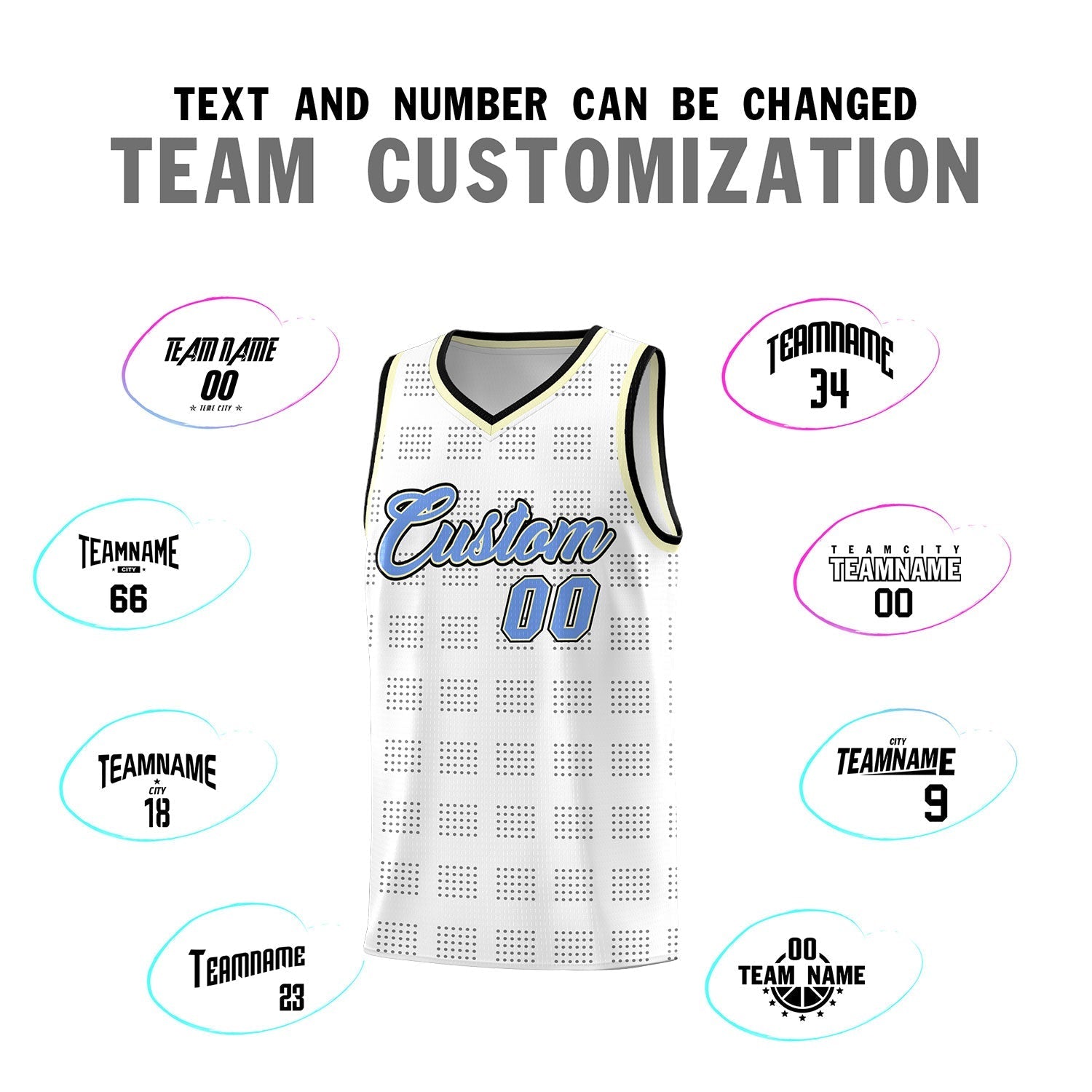 Custom White Black Trailblazer Dot Pattern Sports Uniform Basketball Jersey