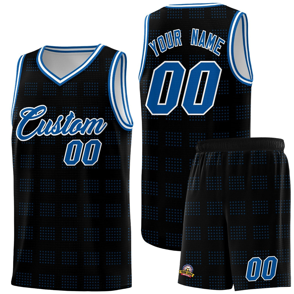 Custom Black Royal Trailblazer Dot Pattern Sports Uniform Basketball Jersey