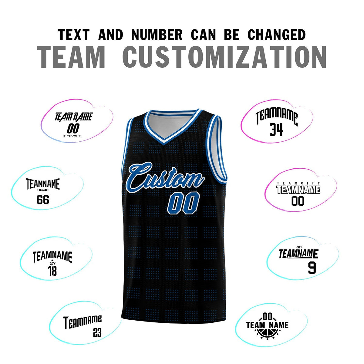 Custom Black Royal Trailblazer Dot Pattern Sports Uniform Basketball Jersey