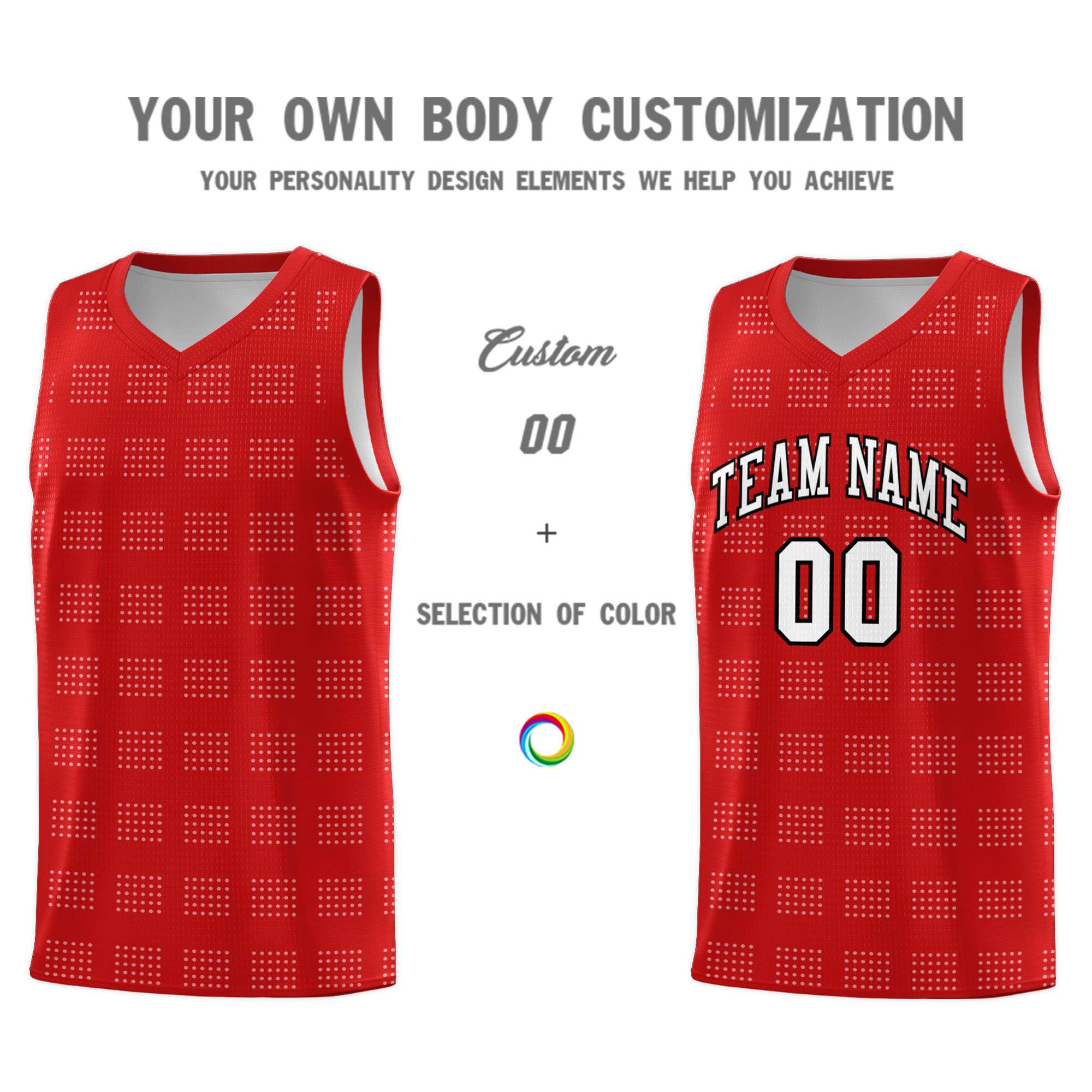 Custom Red White Trailblazer Dot Pattern Sports Uniform Basketball Jersey
