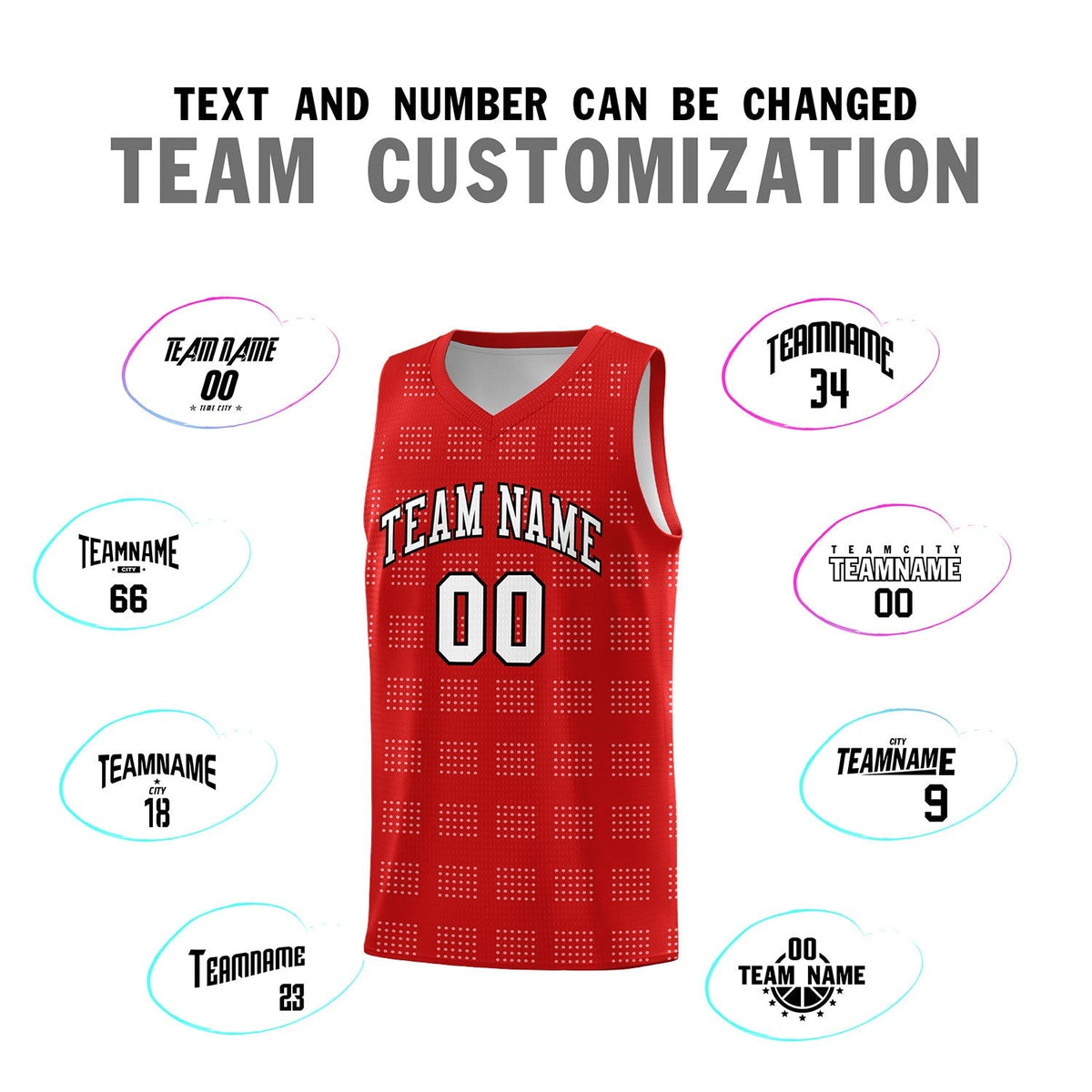 Custom Red White Trailblazer Dot Pattern Sports Uniform Basketball Jersey