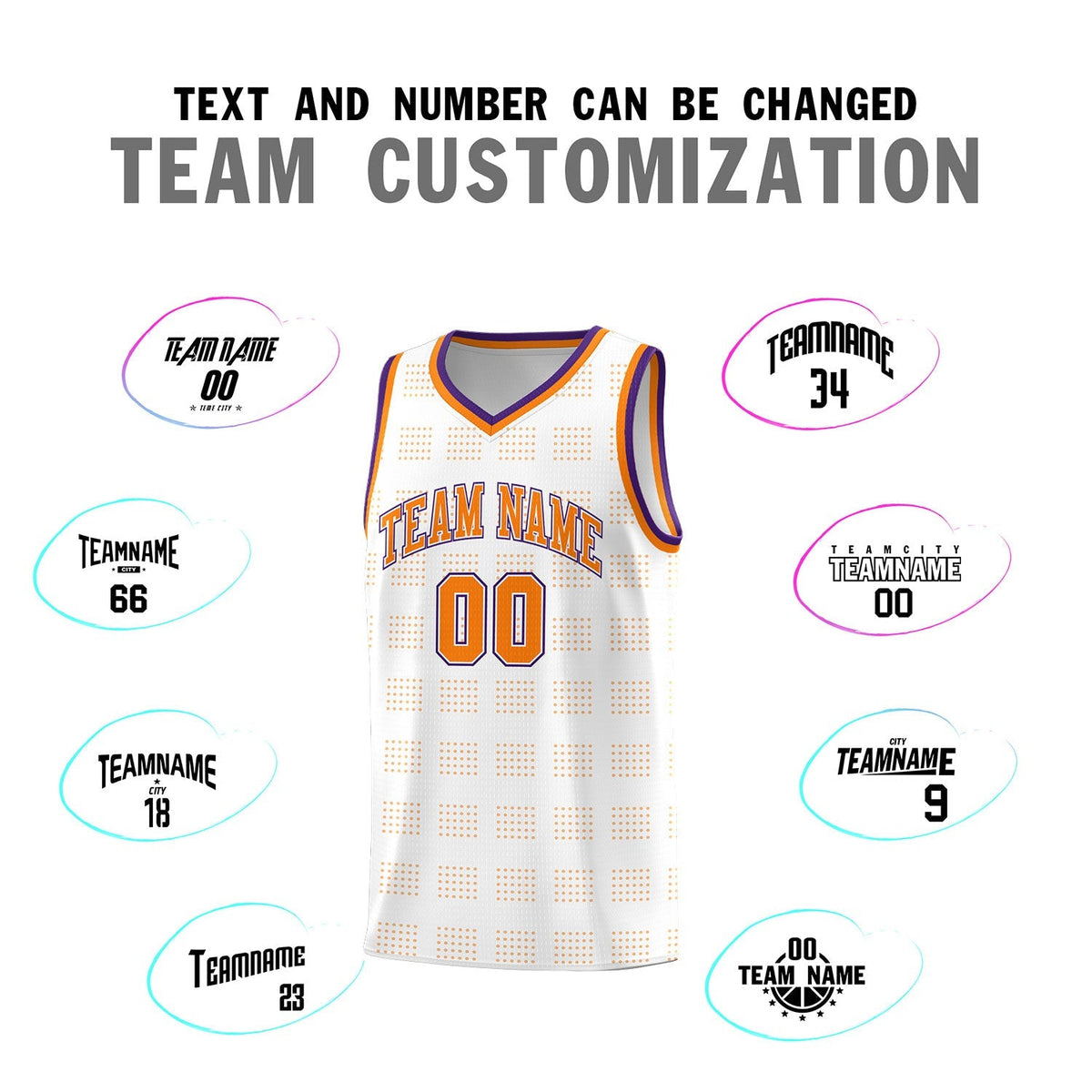 Custom White Orange Trailblazer Dot Pattern Sports Uniform Basketball Jersey
