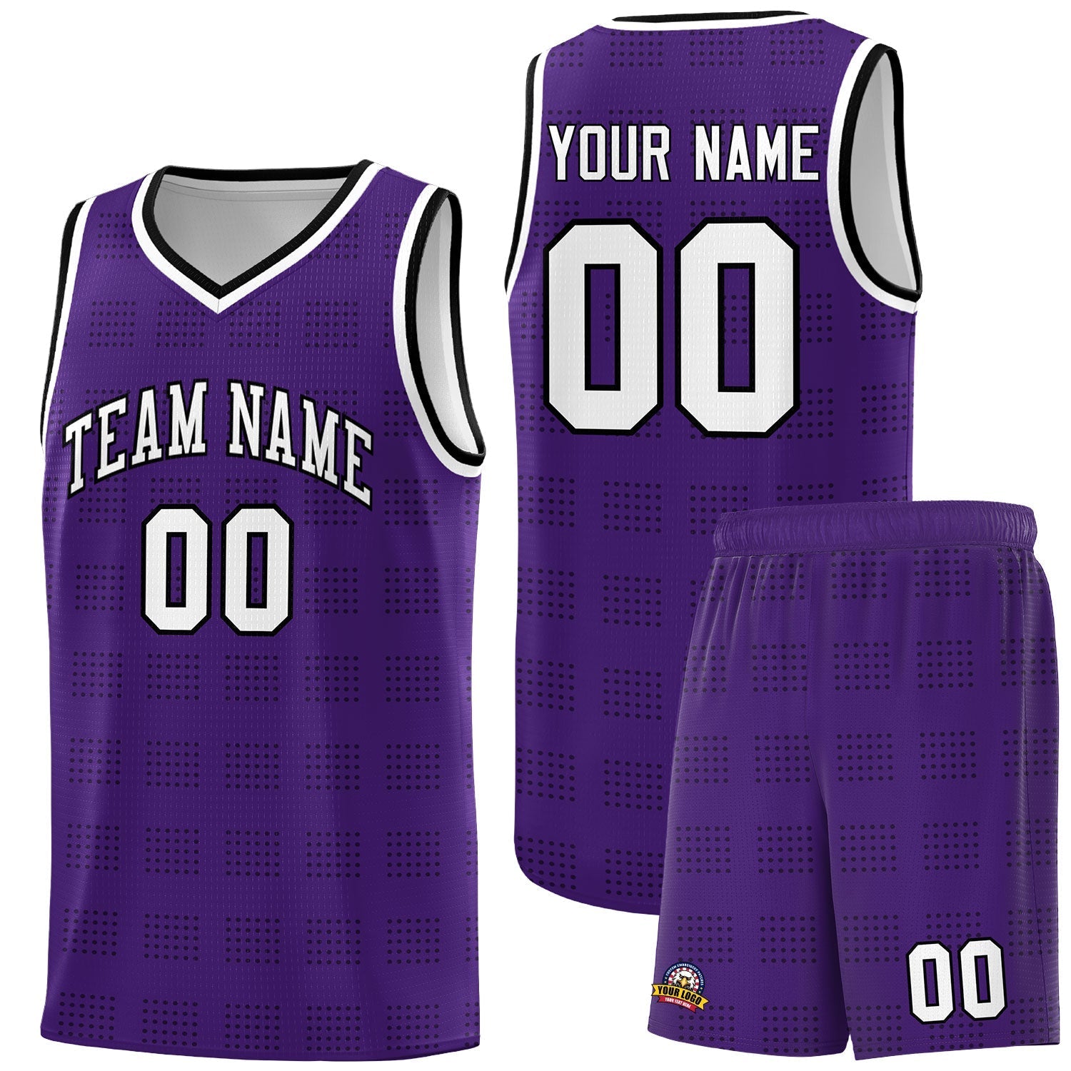 Custom Purple Black Trailblazer Dot Pattern Sports Uniform Basketball Jersey