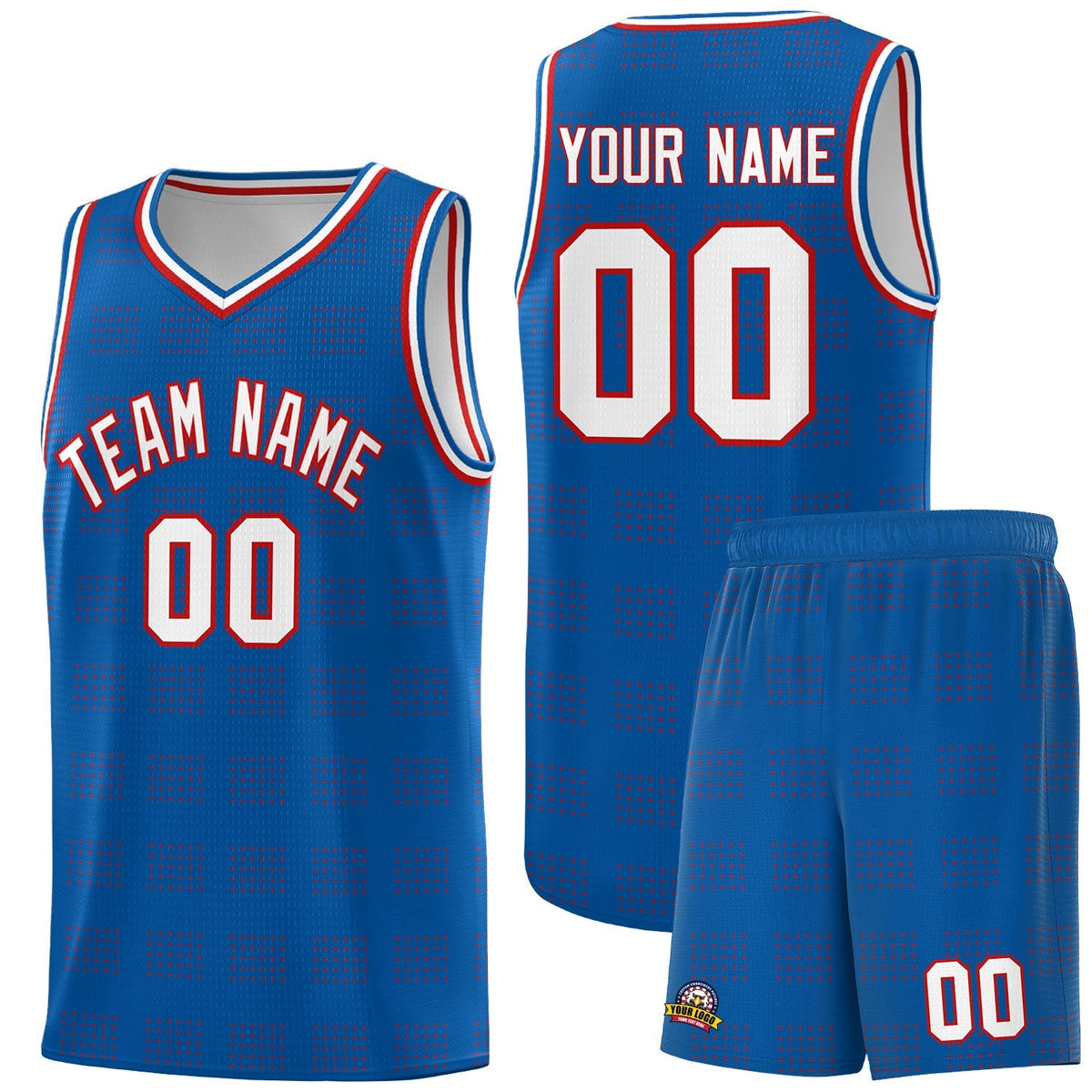 Custom Royal Red Trailblazer Dot Pattern Sports Uniform Basketball Jersey