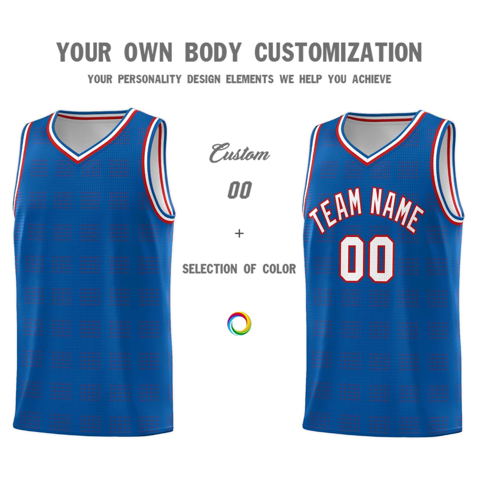 Custom Royal Red Trailblazer Dot Pattern Sports Uniform Basketball Jersey
