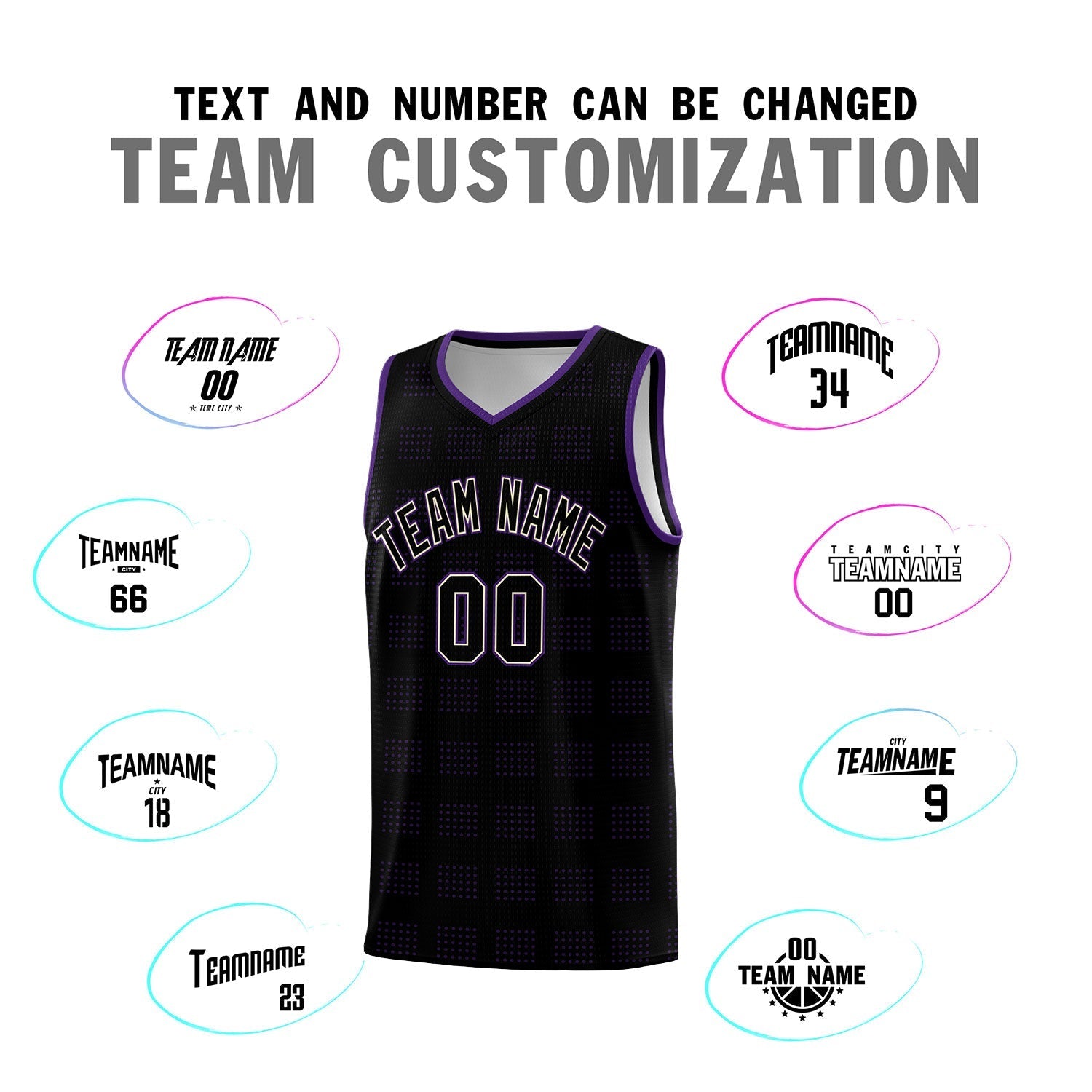 Custom Black Purple Trailblazer Dot Pattern Sports Uniform Basketball Jersey