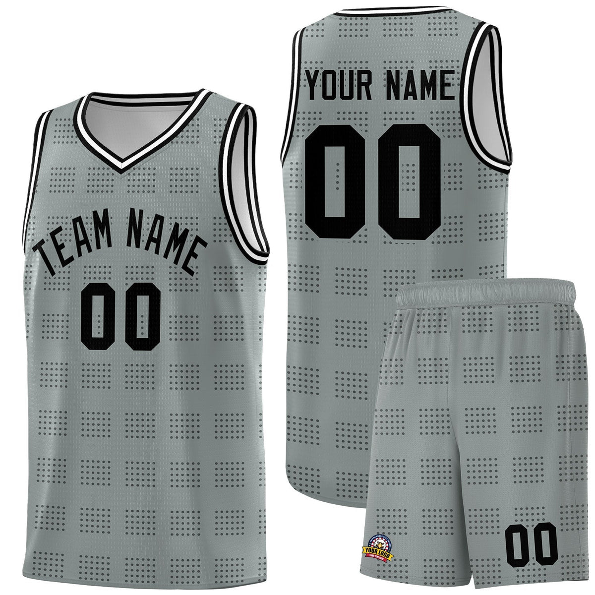 Custom Dark Gray Black Trailblazer Dot Pattern Sports Uniform Basketball Jersey