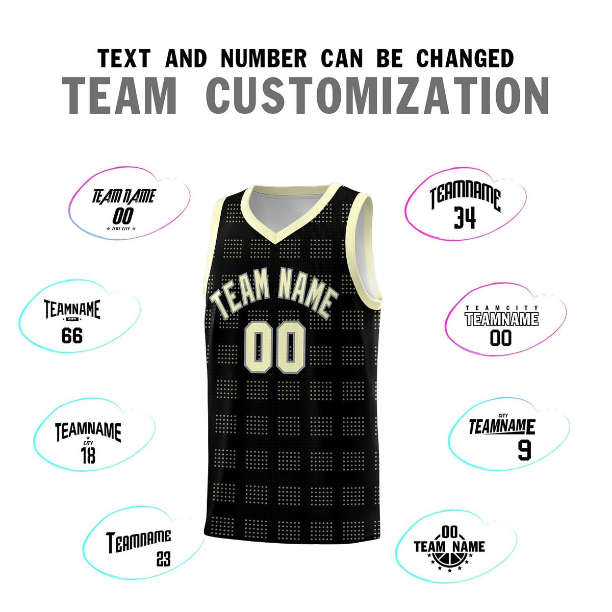 Custom Black Cream Trailblazer Dot Pattern Sports Uniform Basketball Jersey