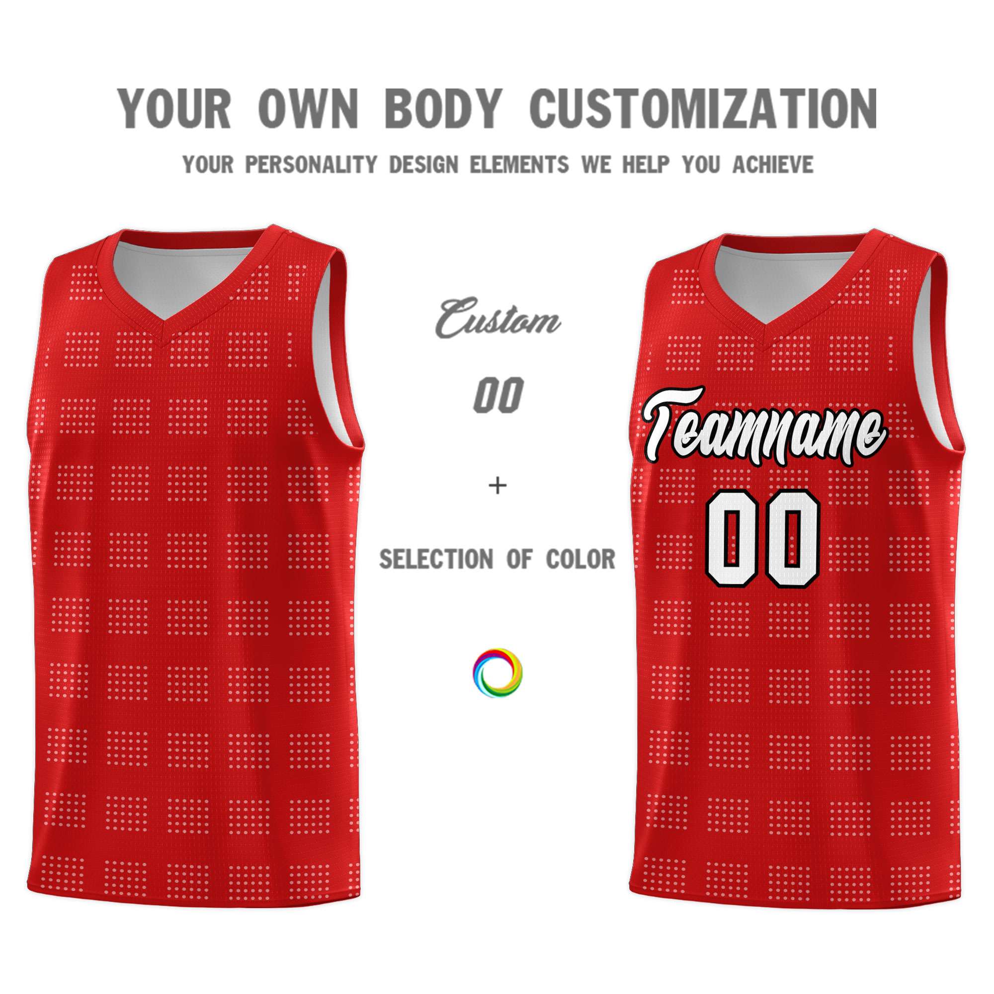 Custom Red White Trailblazer Dot Pattern Sports Uniform Basketball Jersey