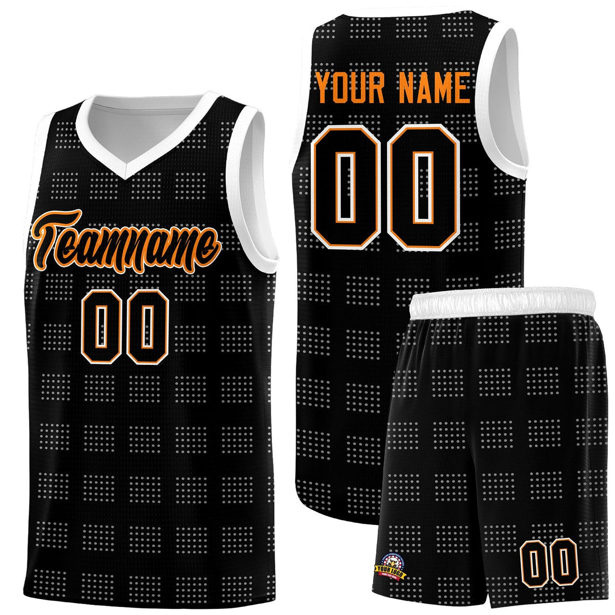 Custom Black White Trailblazer Dot Pattern Sports Uniform Basketball Jersey