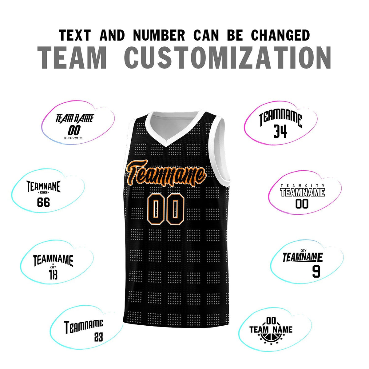 Custom Black White Trailblazer Dot Pattern Sports Uniform Basketball Jersey