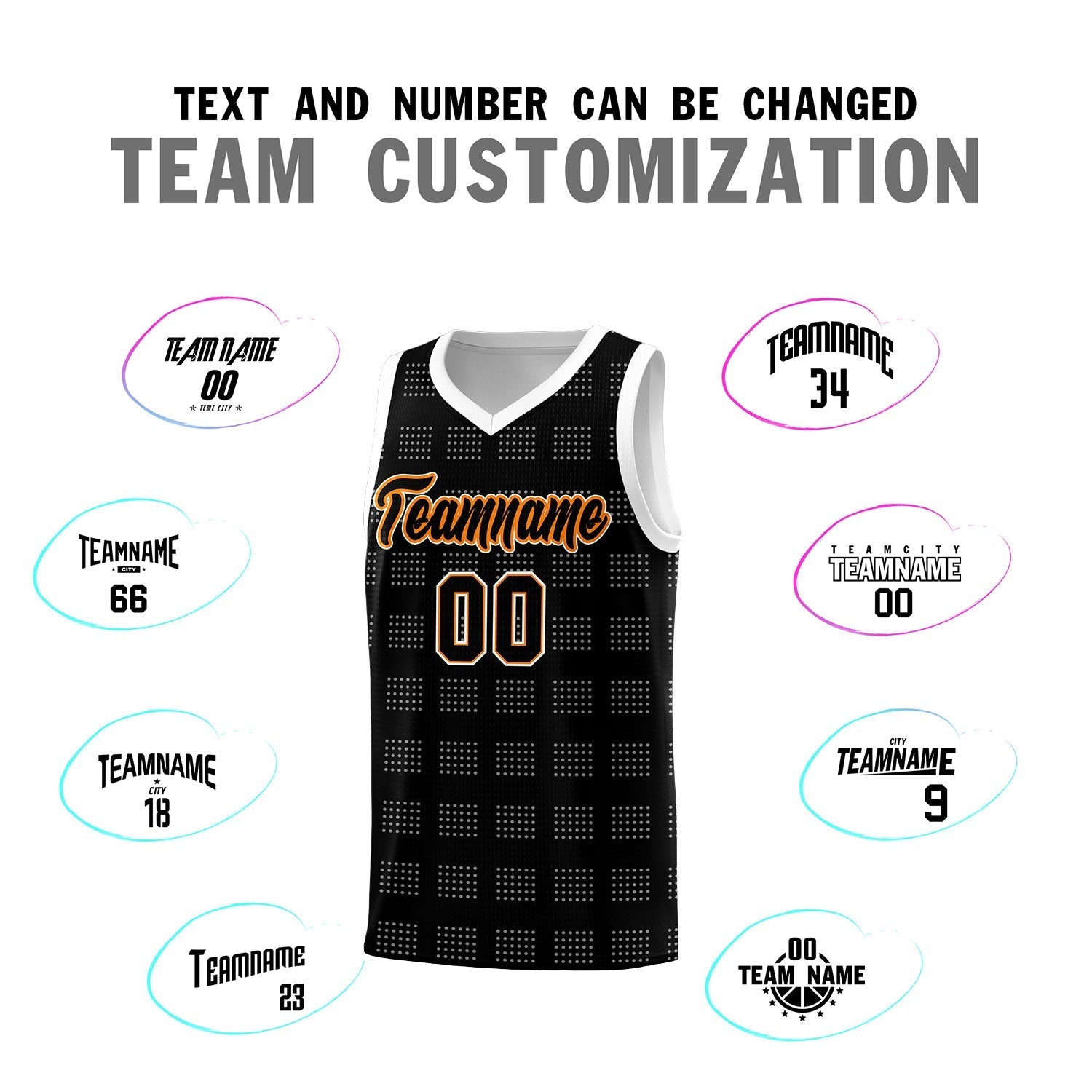 Custom Black White Trailblazer Dot Pattern Sports Uniform Basketball Jersey