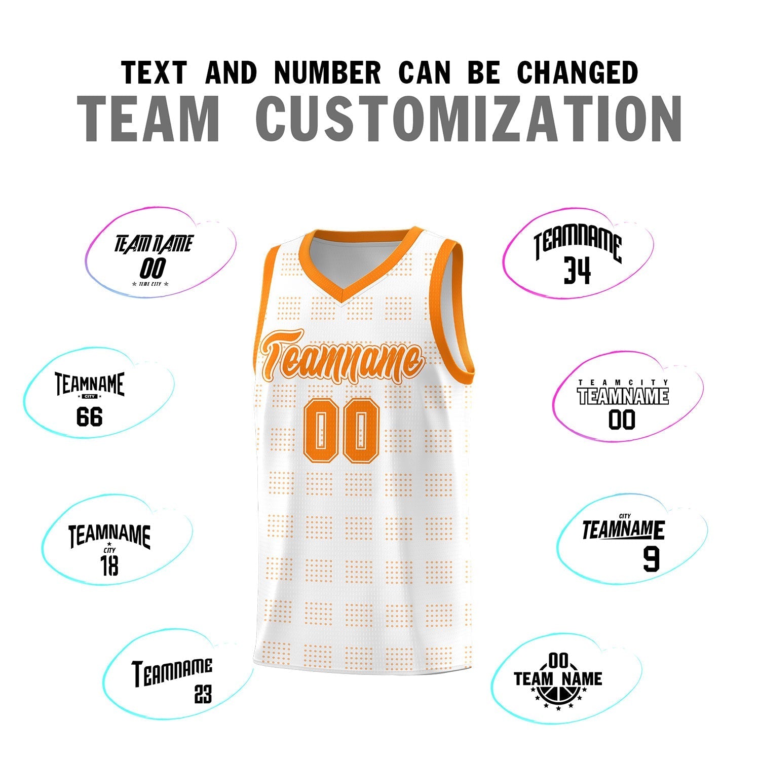Custom White Orange Trailblazer Dot Pattern Sports Uniform Basketball Jersey