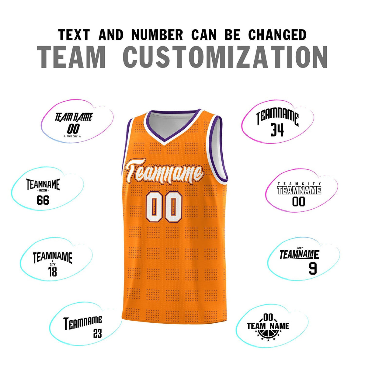 Custom Orange Purple Trailblazer Dot Pattern Sports Uniform Basketball Jersey
