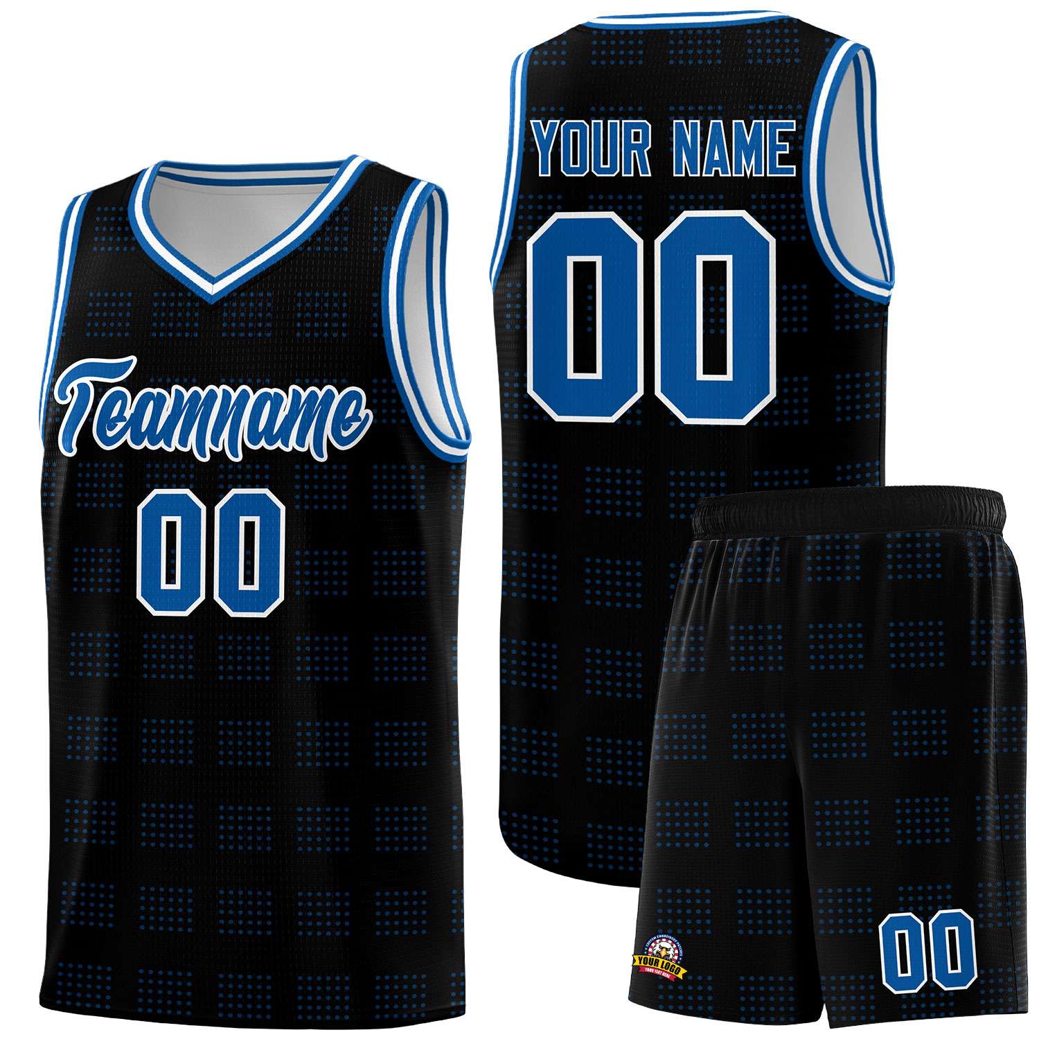 Custom Black Royal Trailblazer Dot Pattern Sports Uniform Basketball Jersey