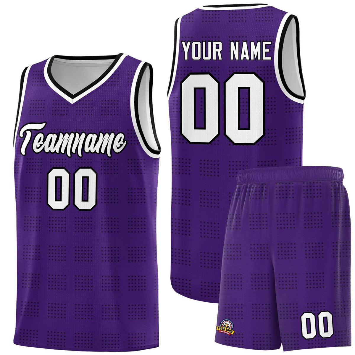 Custom Purple Black Trailblazer Dot Pattern Sports Uniform Basketball Jersey