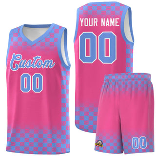 Custom Pink Light Blue Classic Plaid Pattern Sports Uniform Basketball Jersey - Style 1