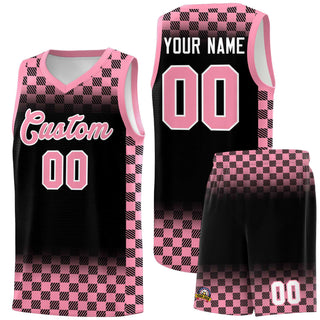 Custom Black Light Pink Classic Plaid Pattern Sports Uniform Basketball Jersey - Style 1