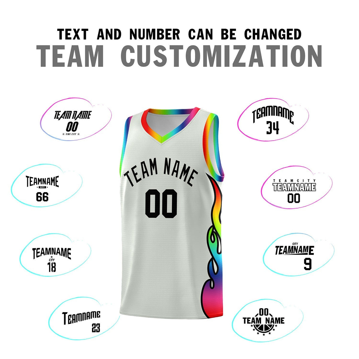 Custom Gray Side Flame Pattern Fashion Sports Uniform Basketball Jersey