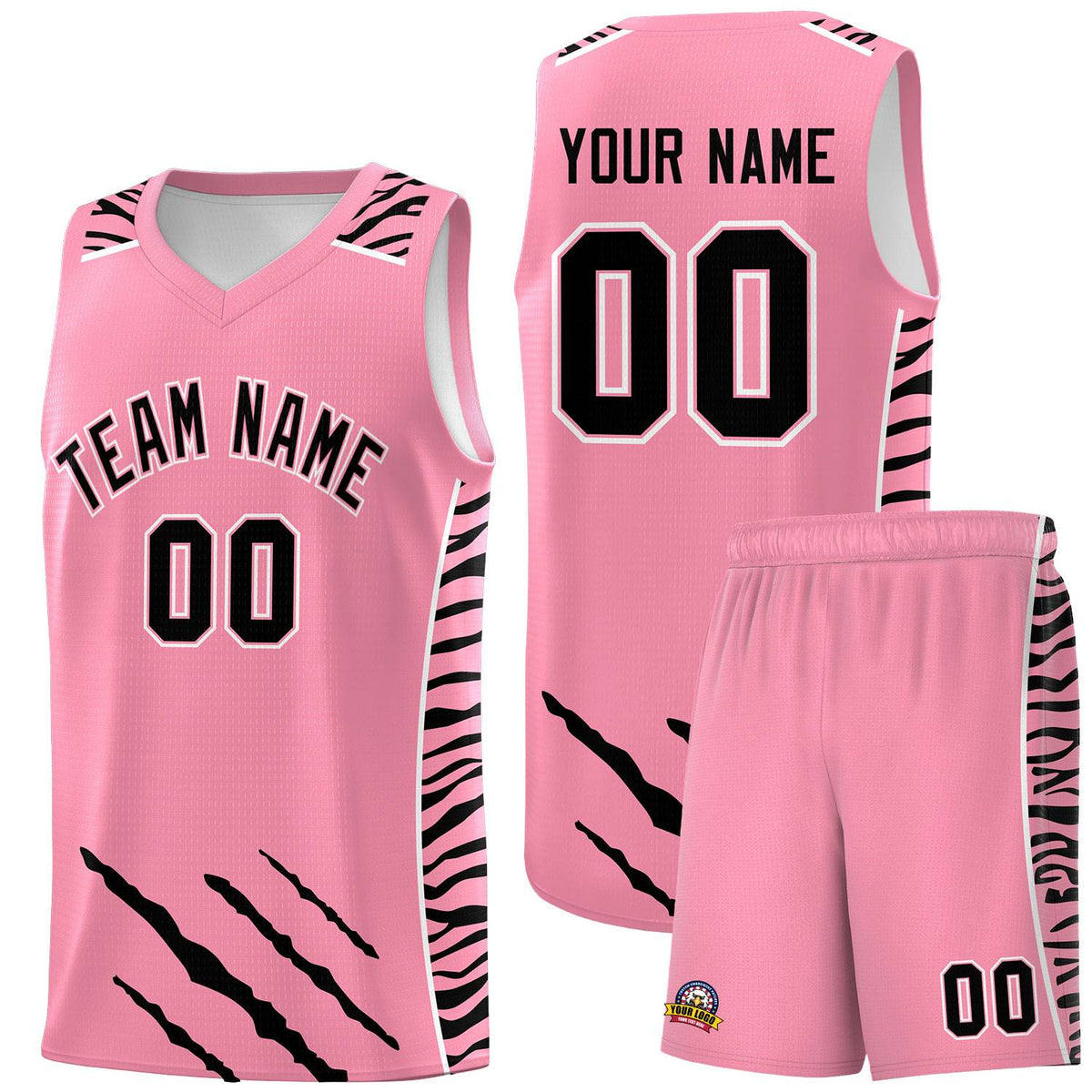 Custom Light Pink Personalized Tiger Claw Pattern Sports Uniform Basketball Jersey