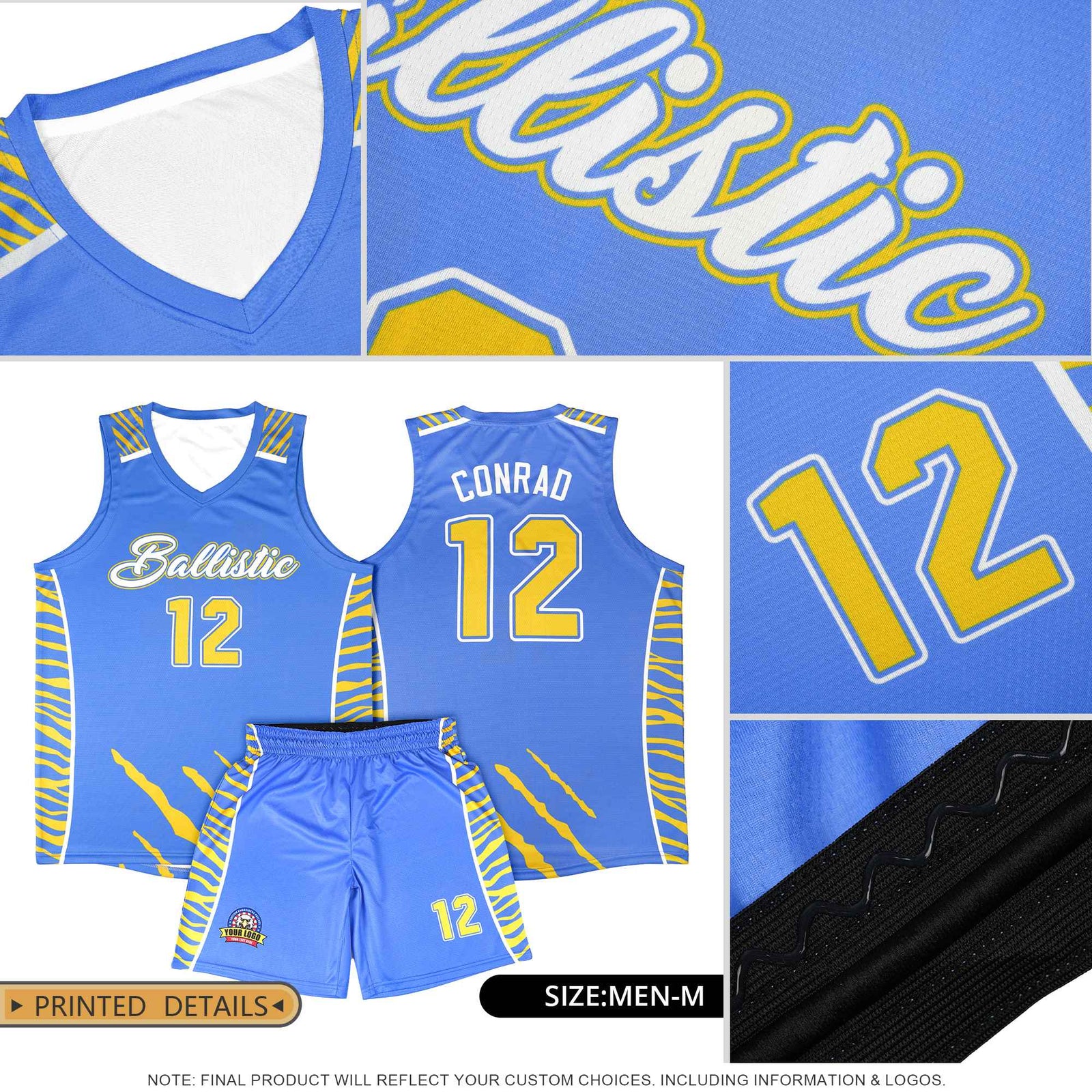 Custom Orange Personalized Tiger Claw Pattern Sports Uniform Basketball Jersey